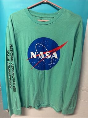 NASA Logo Mint Green Long Sleeve Tee size Large